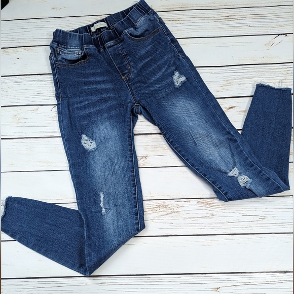 Grace & Lace Distressed Mid Rise Jeggings - Picture 2 of 8